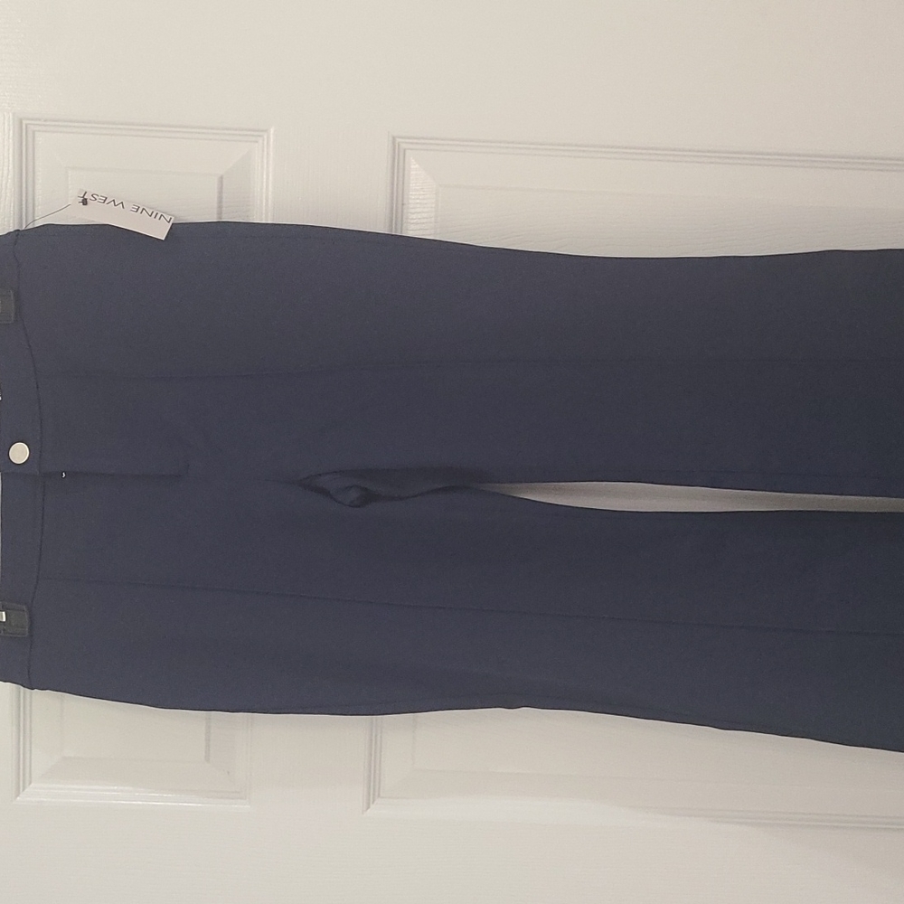 Nine West Blue High Waist Flare Leg Pants